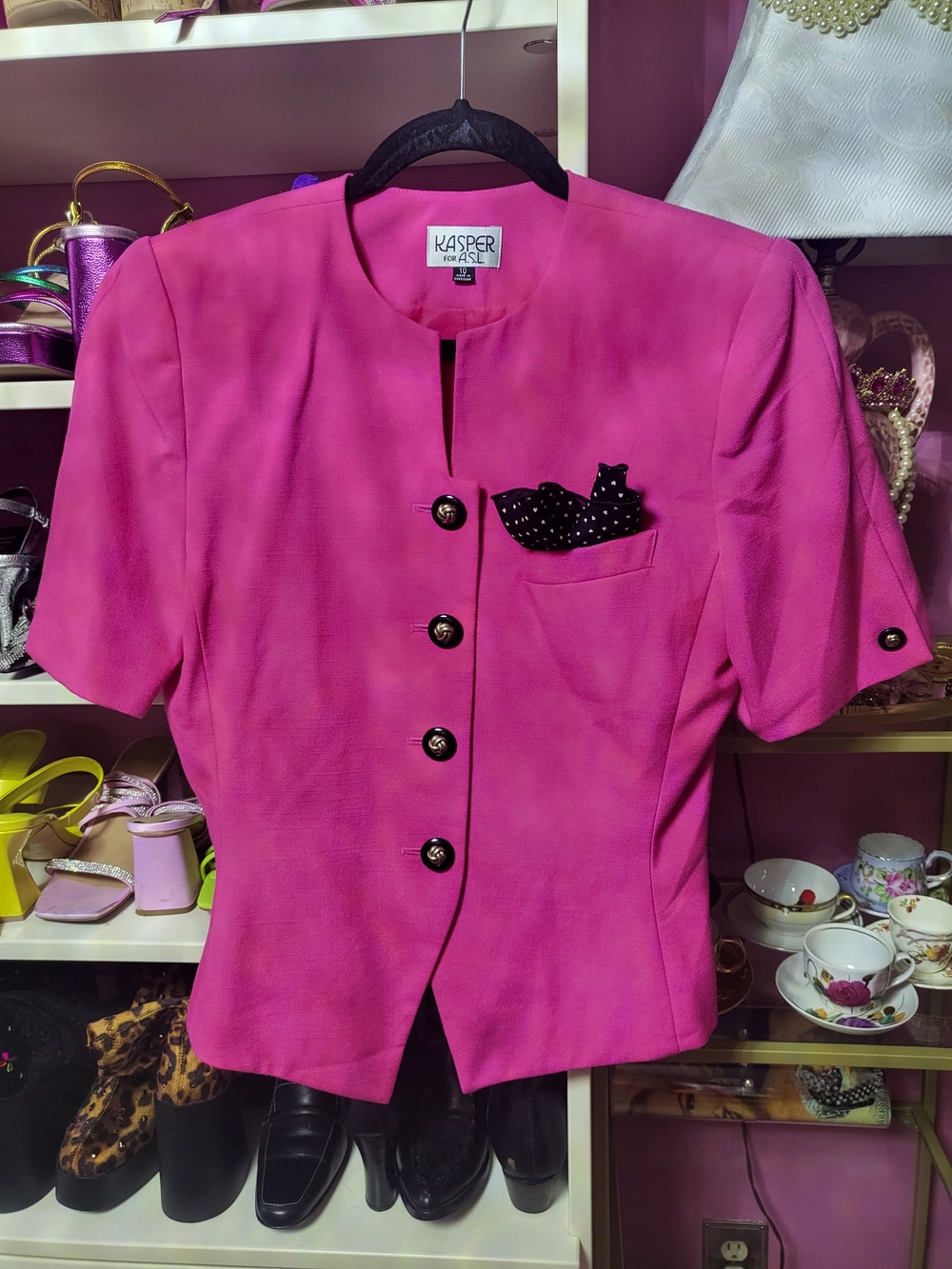 Kasper Fuchsia Short-Sleeve Blazer